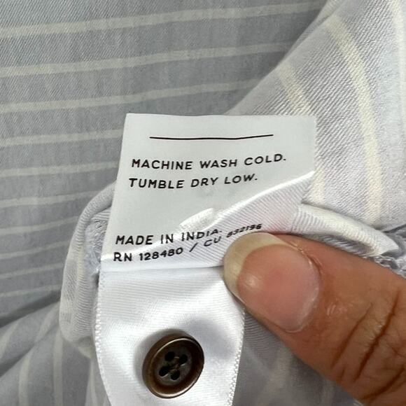 Pact Shirt Men's Size L Blue Striped Button Up Short Sleeve Organic Cotton - Picture 6 of 8